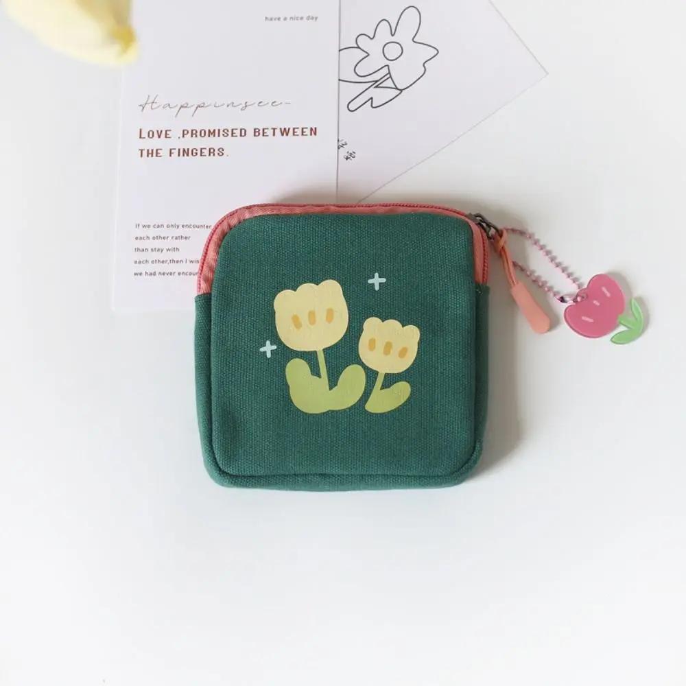 Cute Girls Coin Purse Spring Summer Simple Tulip Wallet Women Napkin Storage Bag Student Simple Small Item Bag Coin Purses