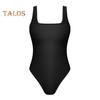 Women Summer Bodysuit Square Neck Sleeveless Skinny Elastic with Crotch Button Closure Tight Waist Backless Solid Color Soft Breathable Lady Sexy