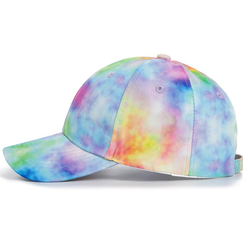 Nowa moda damska Tie Dye Cap Multicolor nieregularny nadruk czapka z daszkiem damska Outdoor Streetwear letnie czapki bejsbolowe