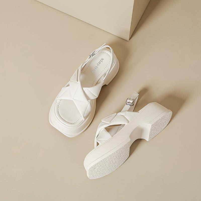 

2025 summer new women s casual sandals wear simple style platform sandals cross belt versatile Roman shoes women 33