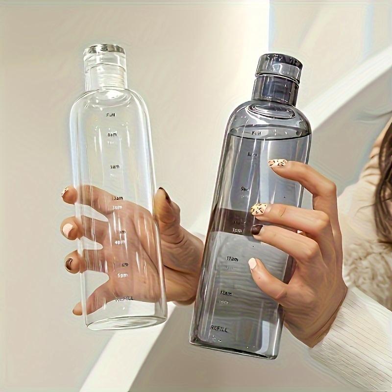 Plastic Water Bottle with Time Marking, Leak-Proof Anti-Drop, Includes Lid and Straw, Lightweight Design for Ice Coffee & Drinks