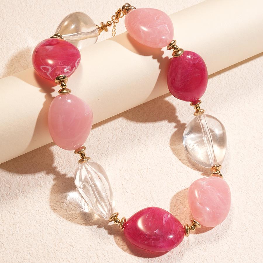 Acrylic Smudge Irregular Oval Beaded Necklace Personalized Item