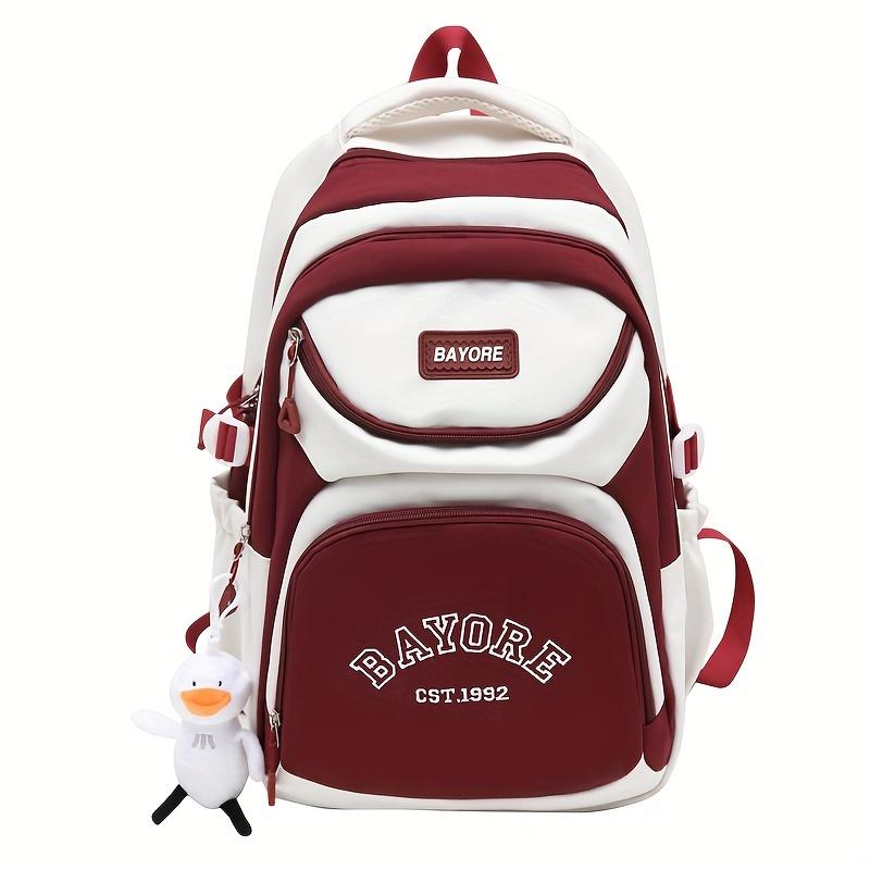 

Новая легкая школьная сумка из нейлона, модный мужской студенческий рюкзак большой вместимости, уличный повседневный рюкзак с подвеской красный