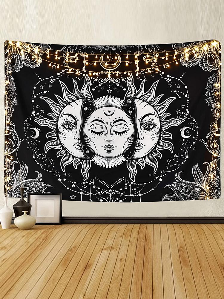 

Большой гобелен в стиле фэнтези с мандалой, цветком и растением, украшенный глазами и фоновой тканью, горящей на солнце, украшение для дома 75x100cm