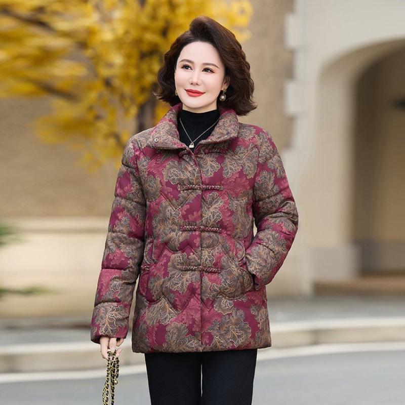 

Mom s Thickened Cotton Padded Winter Jacket with Stand Collar for Women and Grandmas 5XL червоний