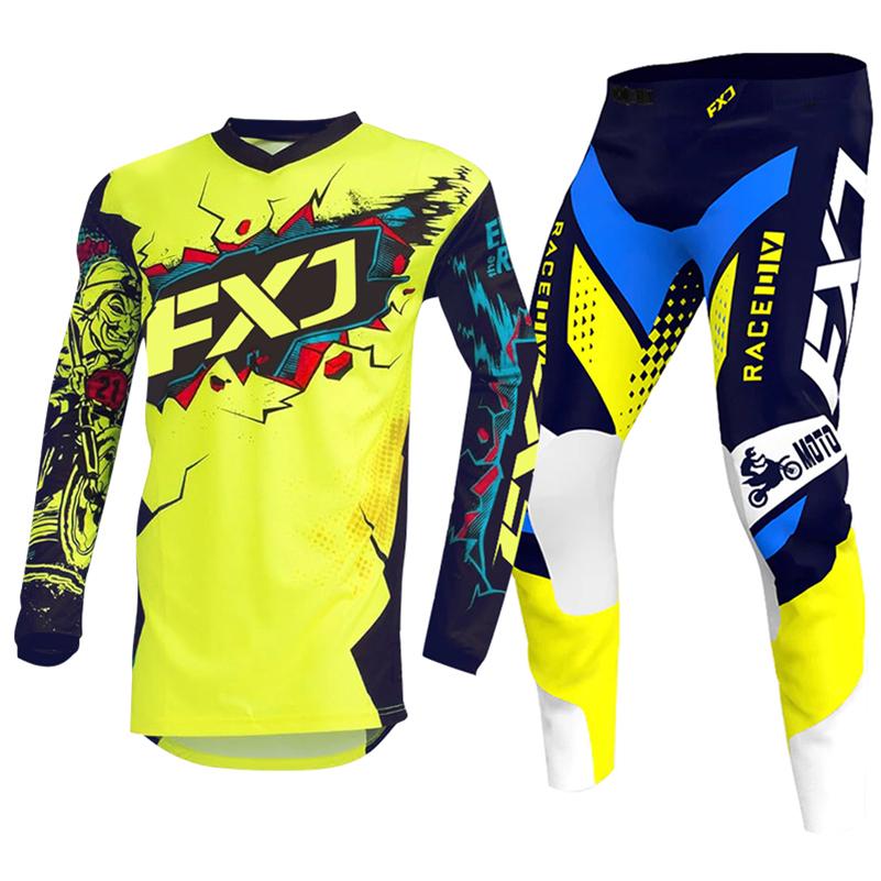 Set di abbigliamento da motocross per bambini 4 5 6 7 8 9 10 11 12 13 anni Ragazzi Bambino Motociclista Ragazzo Ragazza Maglia Pantaloni Kit tuta da corsa Fuoristrada Enduro MX MTB