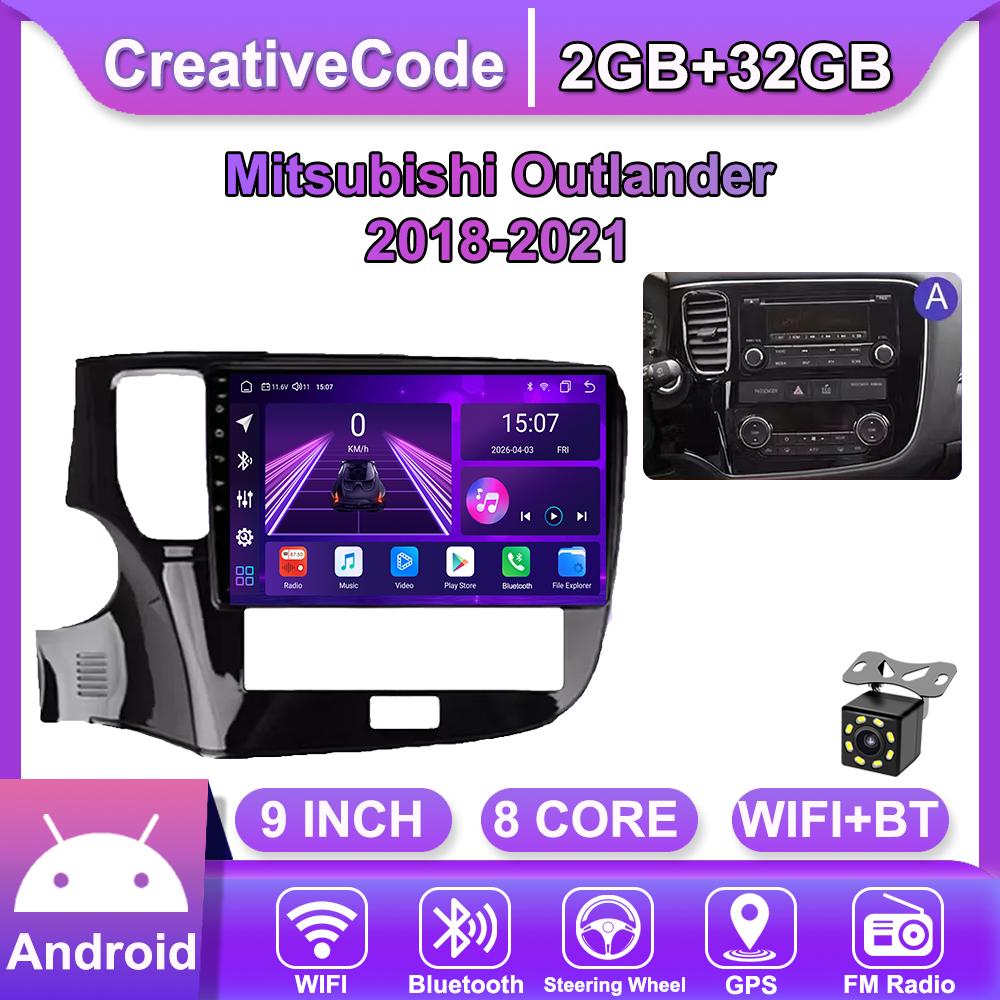 Android Car-Play Car Radio For Mitsubishi Outlander 2018-2021 Multimedia Player Head Unit Stereo GPS Navigation BT WIFI,8 CORE ,2+32GB