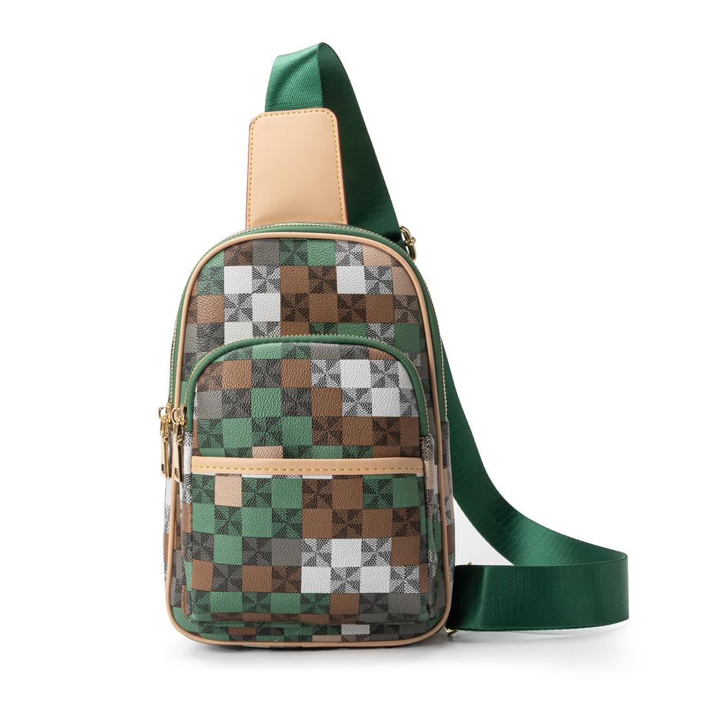 Plaid Print Chest Bag for Men and Women Large Capacity Shoulder Bag Personalized Camouflage Print Bag