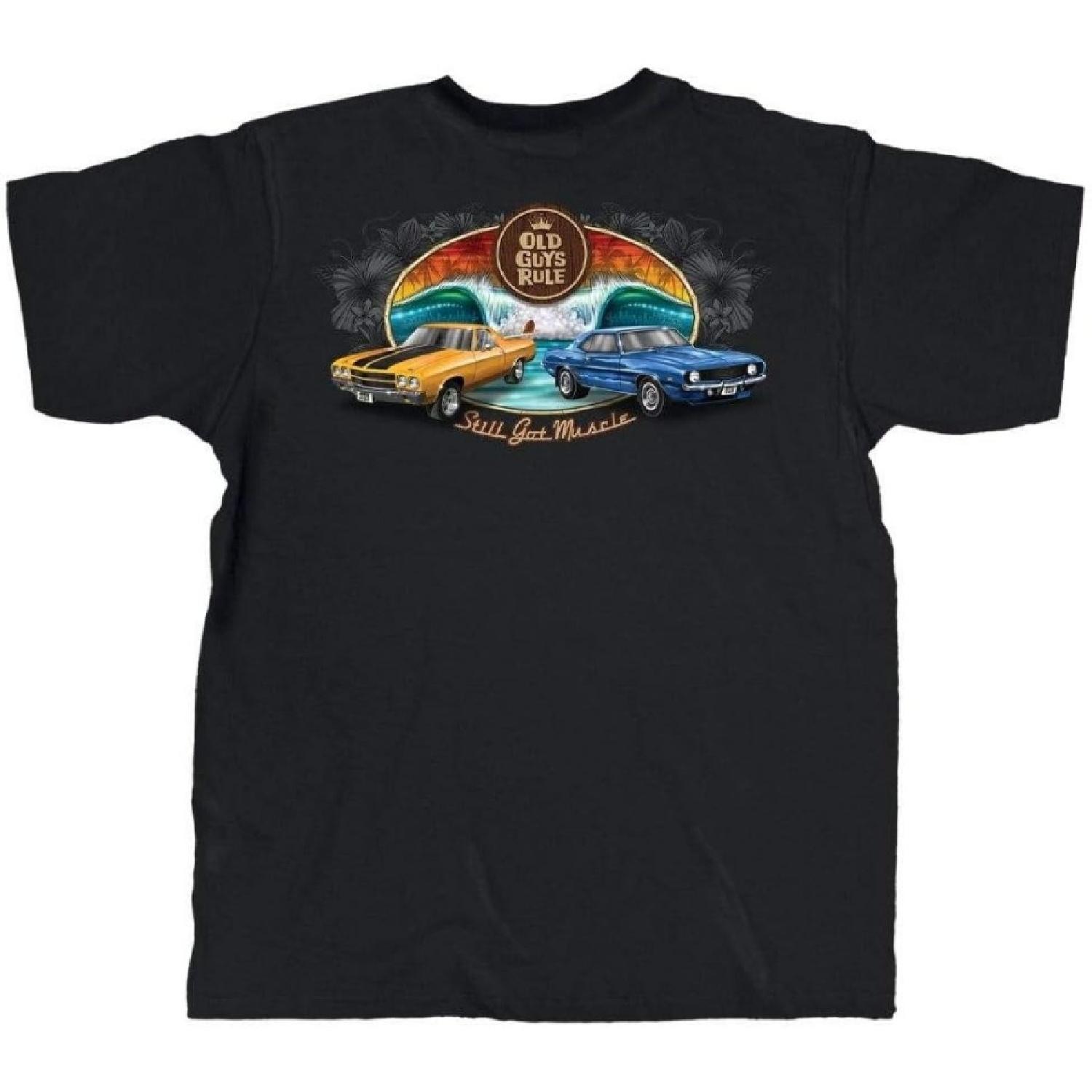 OLD GUYS RULE Men s Graphic T-Shirt, Muscle Cars Funny Novelty Tee for Car Enthusiast, Hot Rod, Racing S