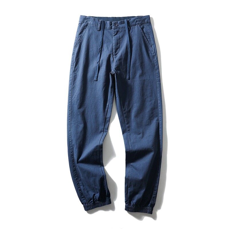 American Retro Pure Cotton Wide Leg Stretch Cargo Pants Men's Autumn and Winter Ankle Banded Pants Export Men's Pants Straight-leg Casual Pants