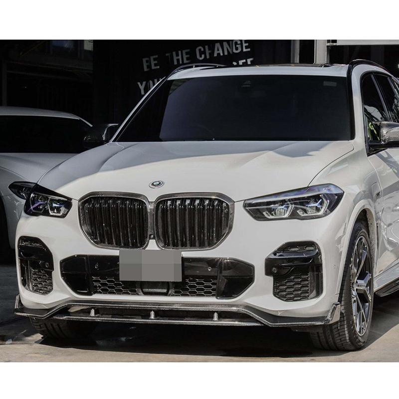 High Quality ABS 4Pcs Car Front Lip Bumper Spoiler Body Kit Glossy Black Carbon Fiber Look For BMW X5 G05 M Sport 2019 To 2026