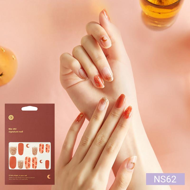 Glam Shell&Glitter Nail Stickers 24pcs | Self-Adhesive Strips, Bold Chic Mix, Quick 5-Min Manicure