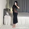 Sex Underwear Perspective Mesh Stitching Small Black Dress Style Thin Split Dress Dress Dress Hip Wrap Pure Lust