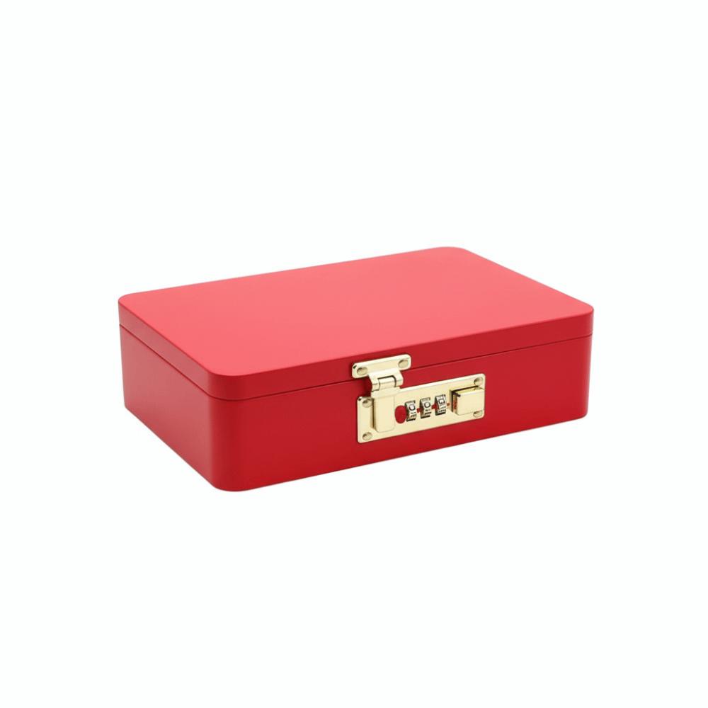 Combination Lock Password Lock Storage Box Metal Construction Flip Top Design Key Safe Box Secure Storage Rectangular Shape