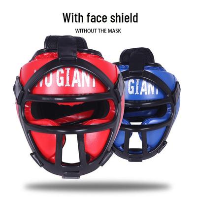Casco de Boxeo Sanda Profesional para Niños con Protección Anticaída y Protector Facial Grueso tipo Cara de Mono para Sparring