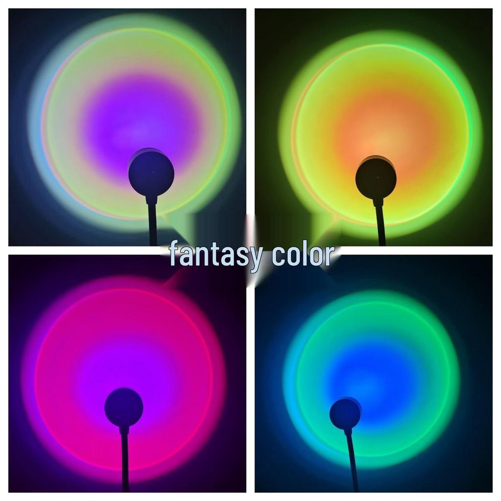 Sunset USB LED Floor Lamp - Colorful Bedroom Ambient Night Light & Photo Projector