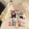 2025 New Labubu Women's T-shirt Casual Style Round Neck Short Sleeved Fashionable and Popular Cartoon Printed Women's Top