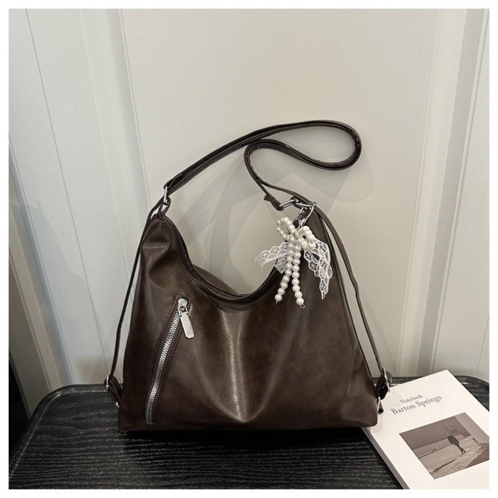 Casual Butterfly Knot Women's Backpack Lightweight Solid Color Tote Bag Soft Pu Crossbody Bag