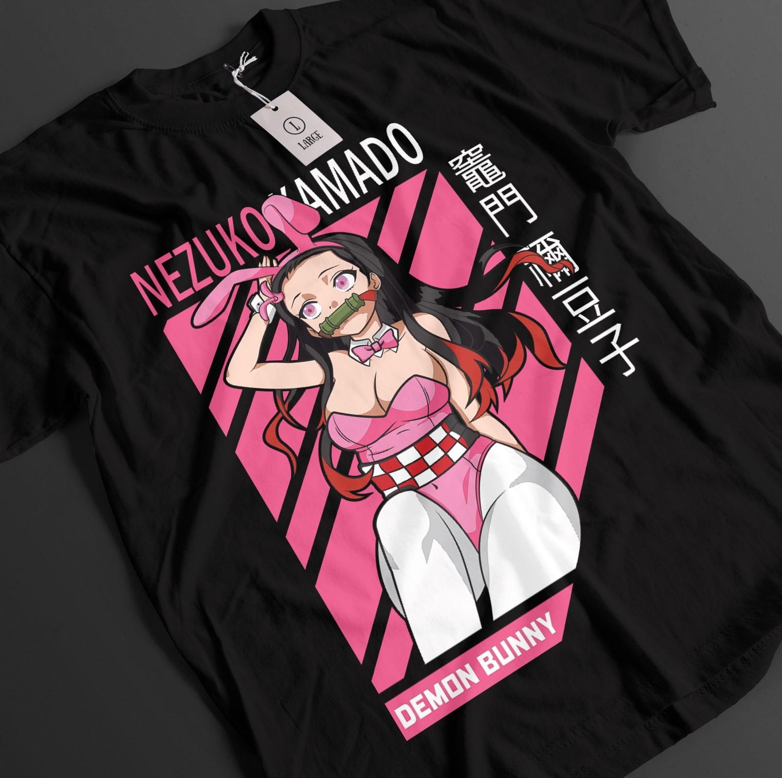 

Demon Slayer Shirt Nezuko T-Shirt Mens Womens Tees Top Tanjiro KNY Anime Zenitsu Top Akaza Muzan Tee XL