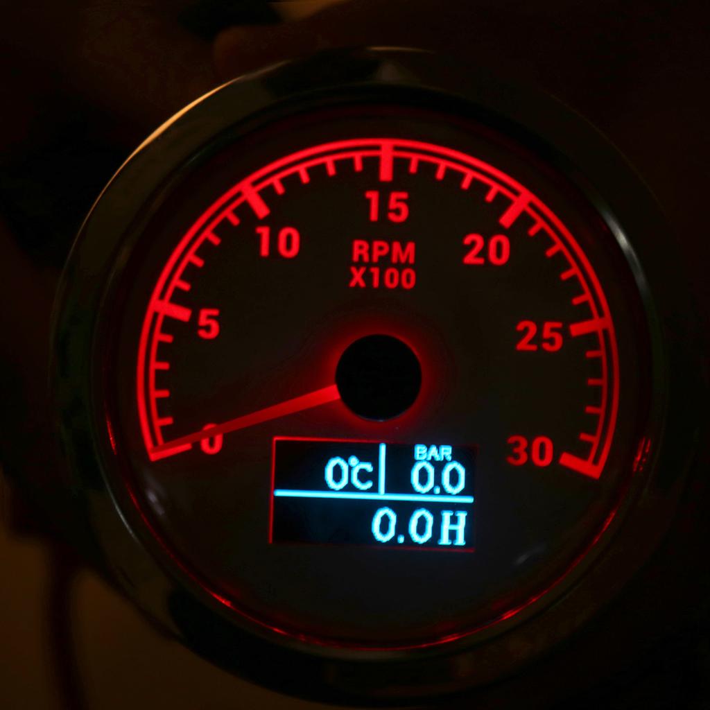 Pointer Tachometer Waterproof 3 In 1 Multifunctional for Car Modification Automobile BoatsWhite Plate
