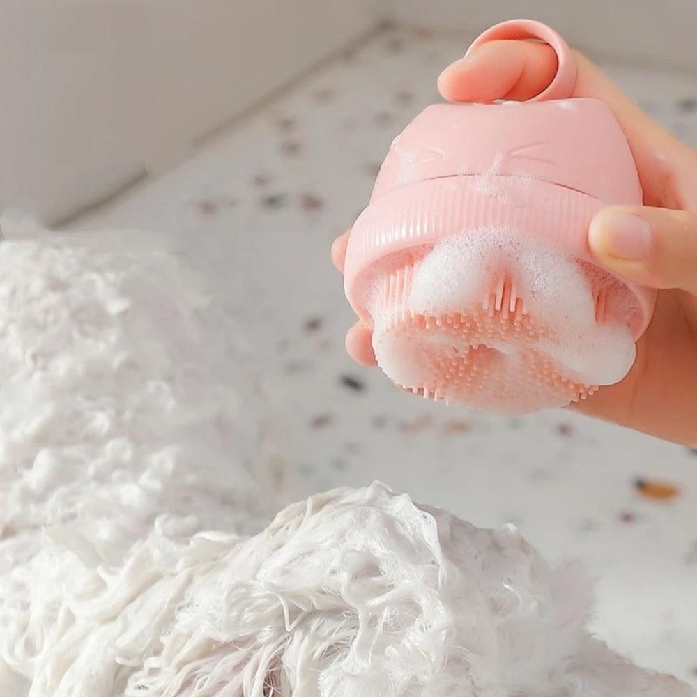 Scrubbing Function Cat Bath Brush Wet and Dry Use Soft Bristles Silicone Bath Brush Hanging Professional Massage Brush