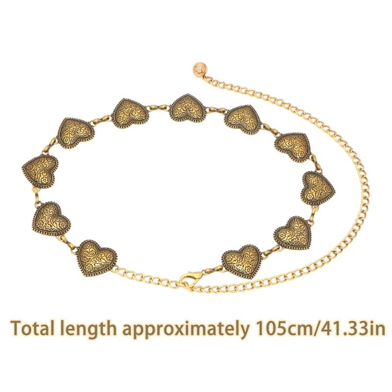 Love Heart Metal Waist Chain Women Retro Versatile Silver Color Waist Chain Dress Short Skirt Gothic Chain  Accessory