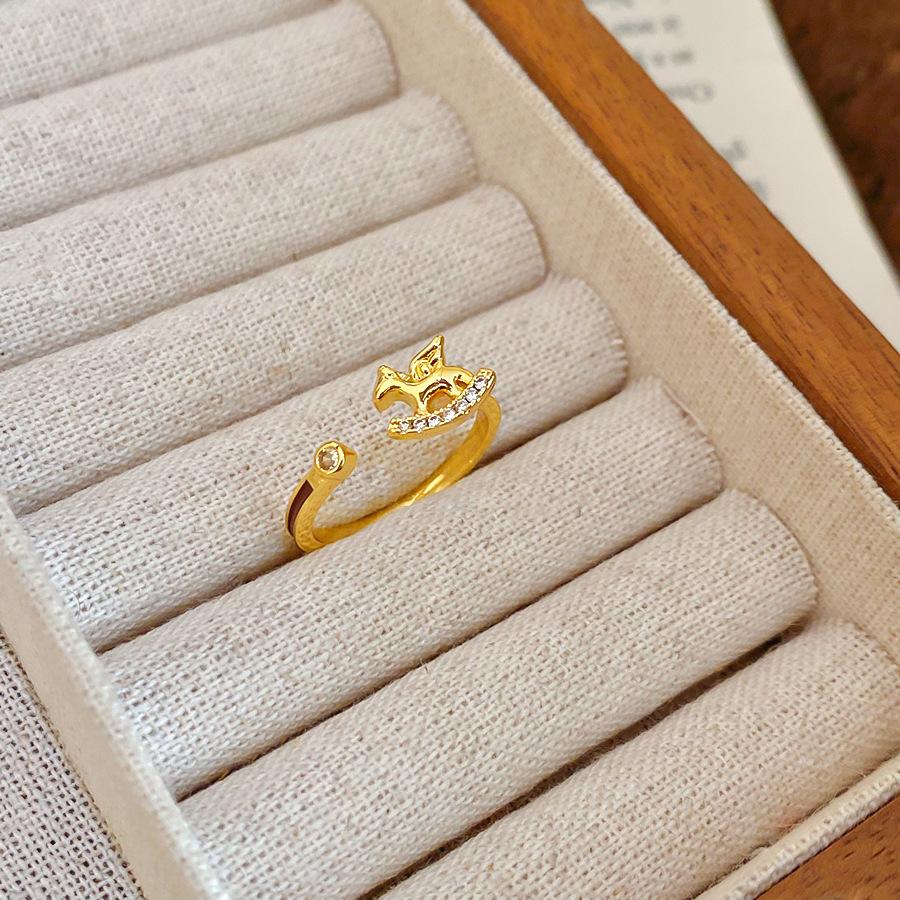 

Real gold electroplated dripping pony open ring natal year retro temperament index finger ring female