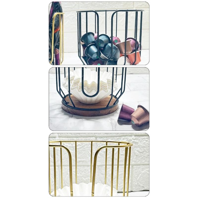 Convenient Metal Coffee Organizer Practical Coffee Pods Dispenser Large Capacity Espressos Pods Storage Basket Holder