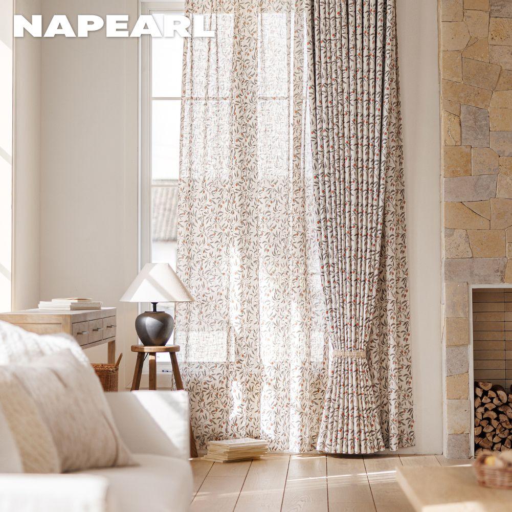 1 יחידה NAPEARL וילונות עבים לריפוי כפרי, וילונות האפלה עם הדפס פירות רטרו לחדר שינה, סלון, חלון לקישוט הבית