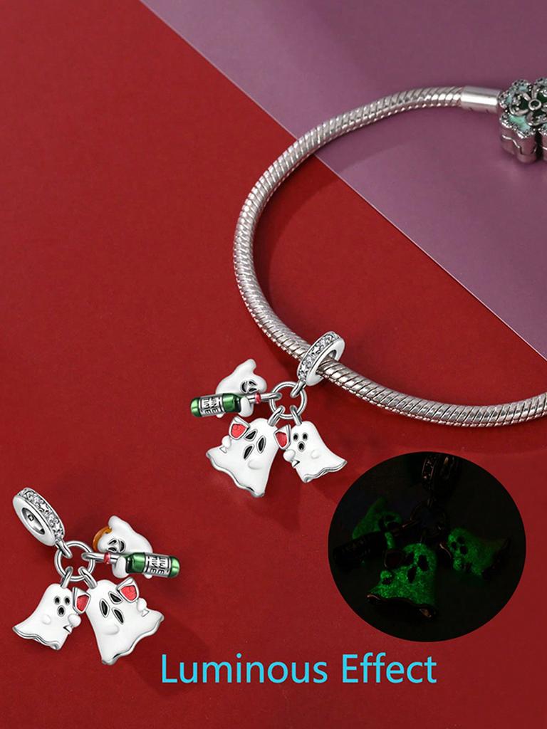 Charms Plata Cute Halloween Ghost Candy Beads Charm Copper Plated Fit Charms Original Bracelet For Jewelry Making Diy Charm