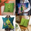 Green Christmas Grinch Pillow Cushion Cover Pillowcase Living Room Sofa Home Decorative Pillowcase