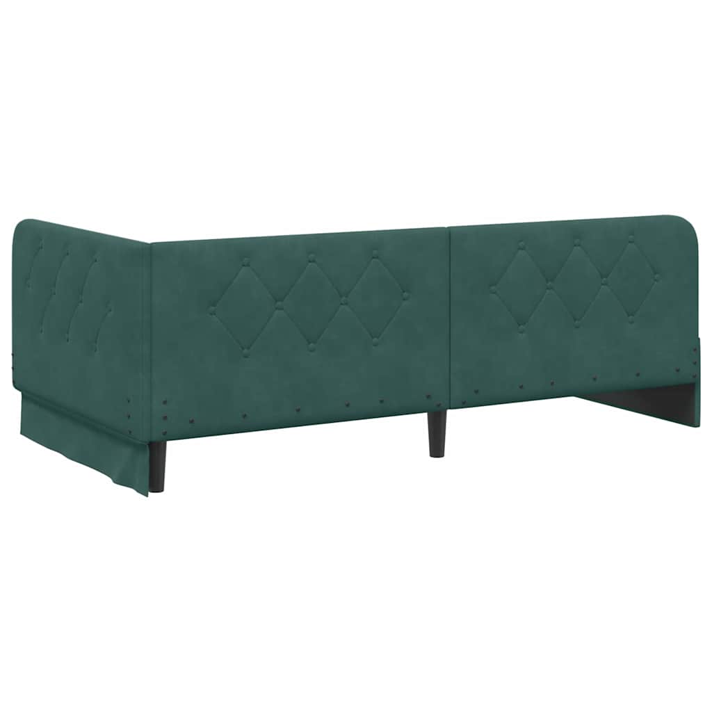 Corner Bed Frame Dark Green 90 X 190 Cm Velvet