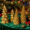 4 Pcs Light Up Christmas Tree Figurines Resin Christmas Tree Tabletop Decoration for Holiday Mantel Desk Centerpiece