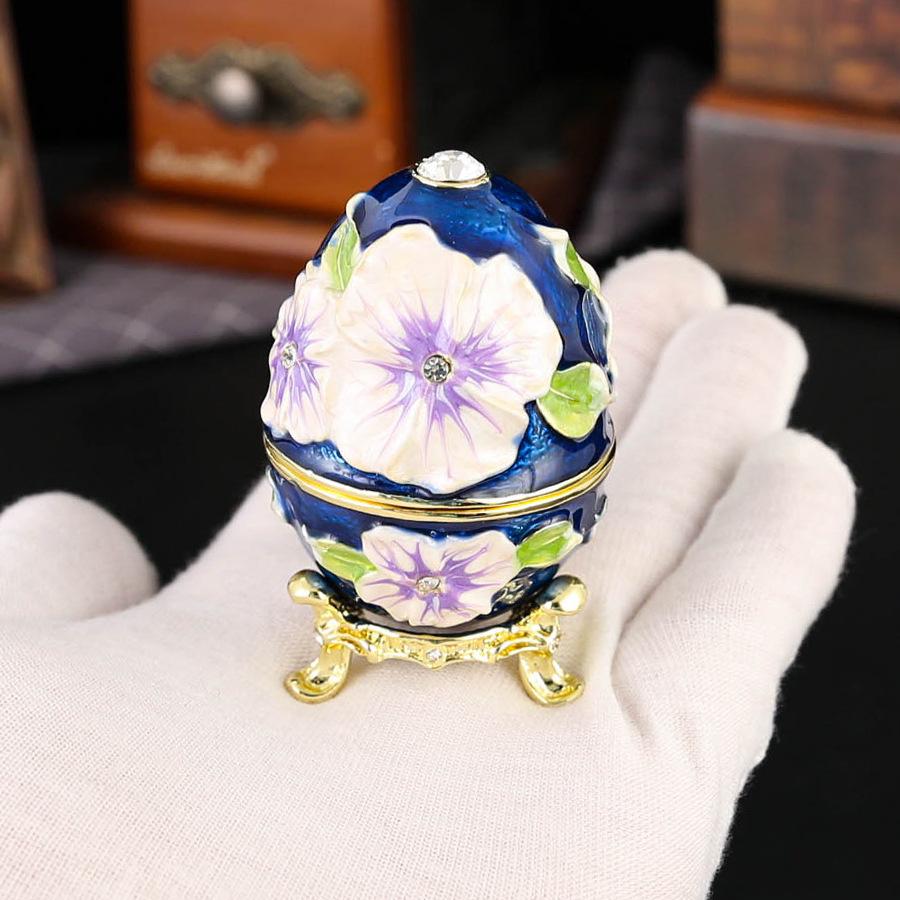 Metal enamel jewelry box Russian begonia egg jewelry box Home flip European small ornament storage