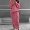 Women Autumn Winter Twist Crop Sweater Hip Skirt Knit Set for Laides Solid Color Slim All Match Two Piece Set