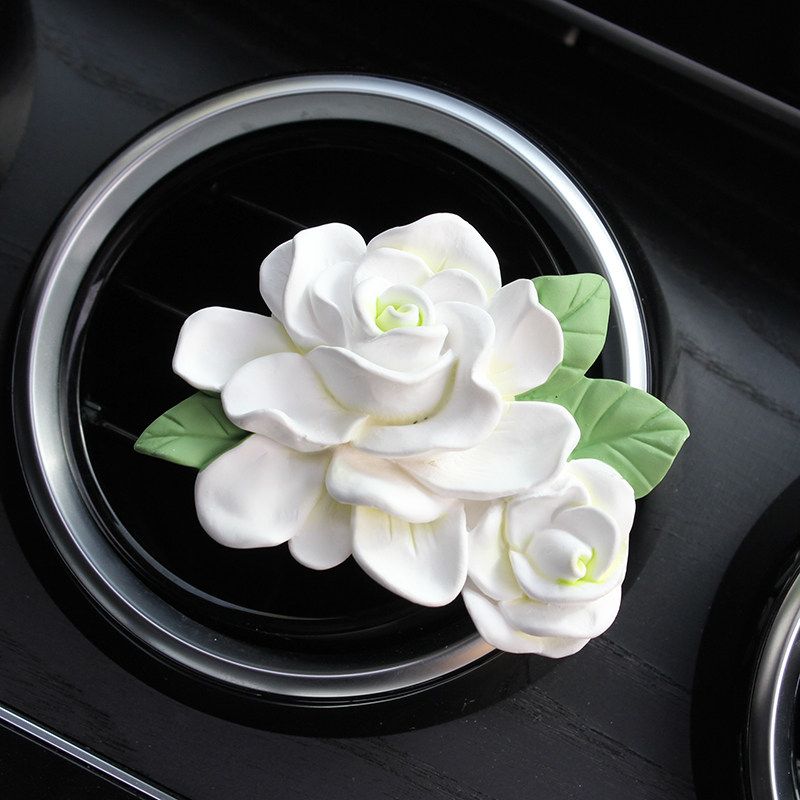 Gardenia Car Fragrance Diffuser Stone Car Air Conditioning Vent Decoration Flower Scent Car Interior Gift Double Flower Gardenia Air Outlet Floral tone