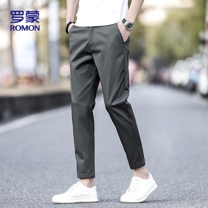 ROMON Men's LL89 Straight-Leg Ice Silk Casual Pants