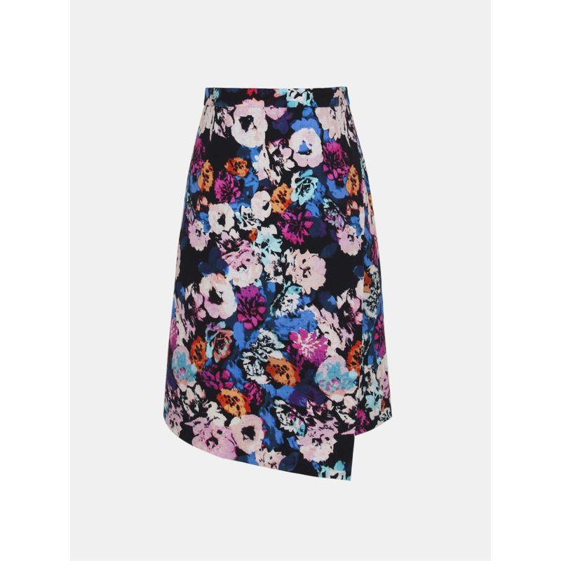 Blue Rose Plus size women clothing Women's Cotton Bubble Crepe Print Series ~ Short sleeve Dress Irregular Skirt