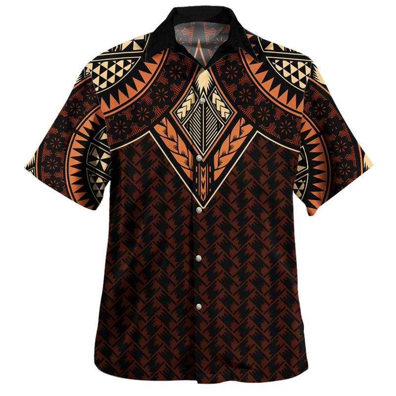Samoa Polynesische Hawaiian Hemden Für Männer Design Kurzarm Revers Bluse Tops Damen Sommer Lässig