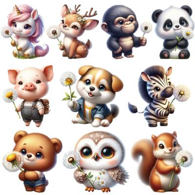 DTF Stickers Patch Cute Animal Meidum Size Washable Garment Accessory DIY Heat Transfer New Patches On Clothes Custom Logo