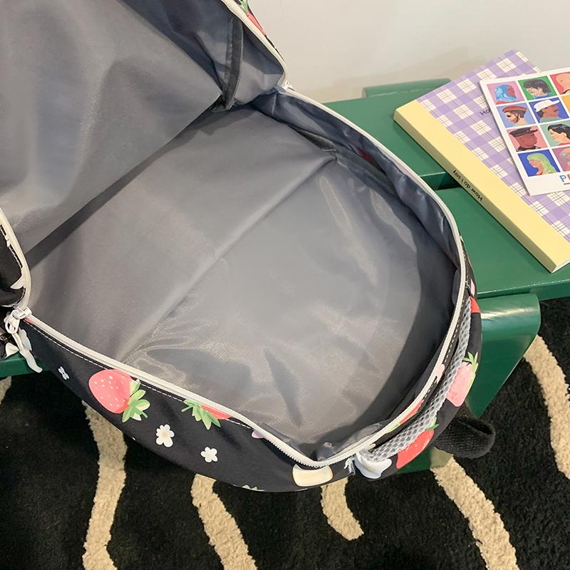 Four-Piece Strawberry Schoolbag Travel Backpack Women's Large Capacity Printed Backpack for Students