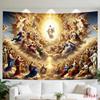 2D Flat, [2D Plane Printing] 1 Large Size/small Size Pattern Printed Tapestry- 1. Ascension Of Jesus 2. Celestial Gathering 3. Religious Artwork 4. An