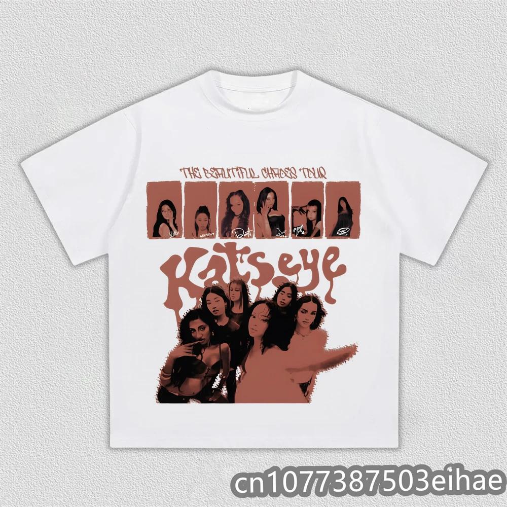 Unisex Y2K Vintage Katseye Kpop The Beautiful Chaos Tour TShirt Cotton Graphics Short Sleeve Streetwear Fashion