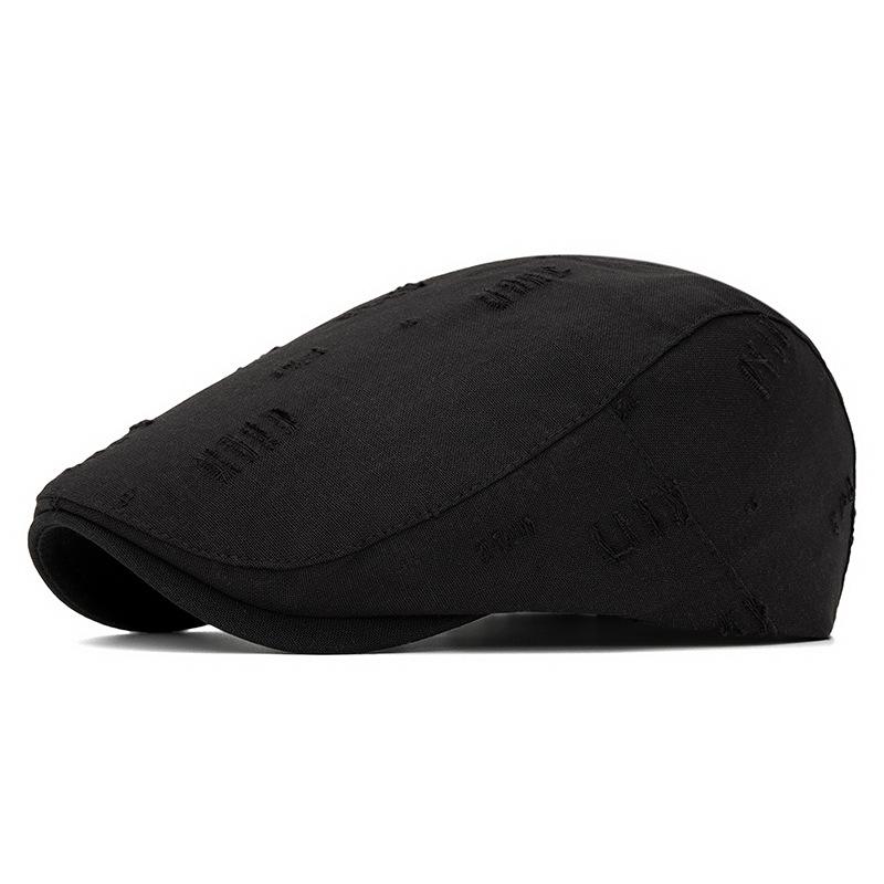 Hole Forward Cap Men s Spring Summer Cap British Vintage Newsboy Cap чёрный