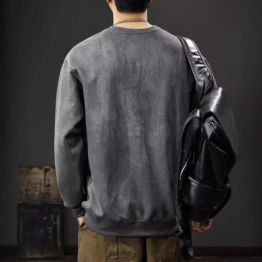 Autumn Suede Tie-Dye Sweater Men'S American Heavy-Duty Long-Sleeved Top Autumn And Winter Loose Casual Jacket