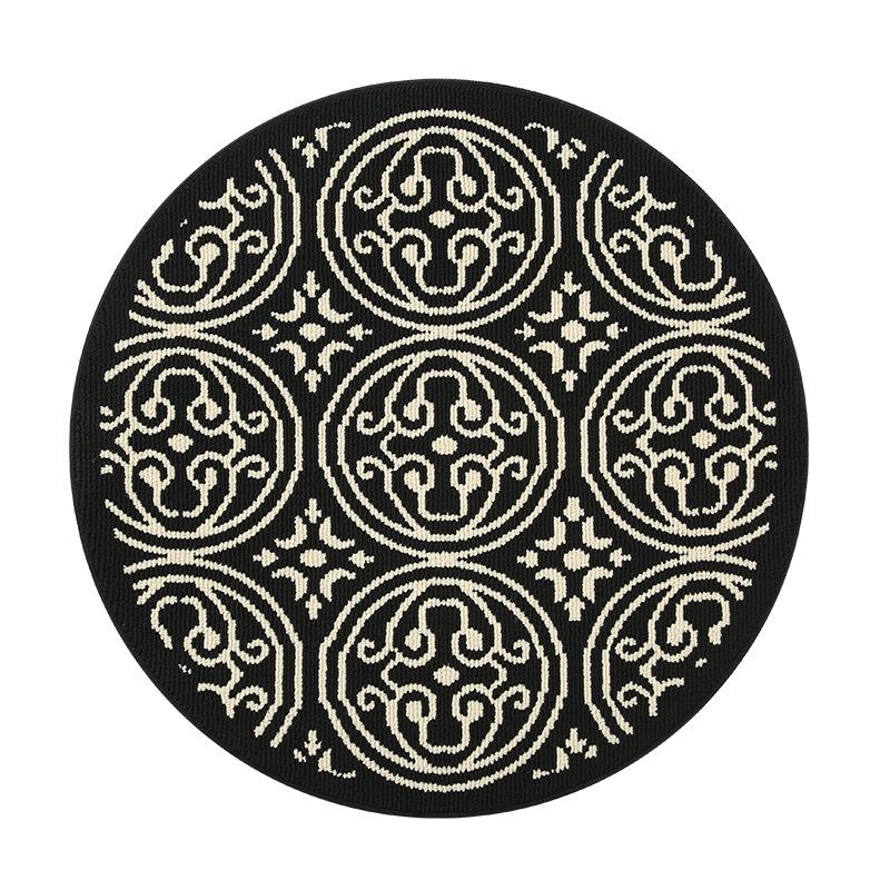 Diameter 80cm Round Area Rug for Bedroom Living Room Vintage Style Soft No Formaldehyde Faux Wool Carpet Floor Mat
