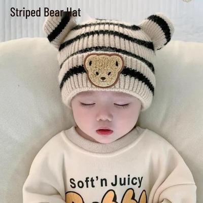 Neukundenangebot: Bezaubernde gestreifte Bär Strick Wintermütze für Babyjungen