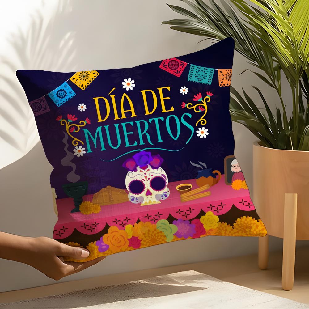 Festival DDia de Muertos  Pillow Case Linen Cushion Covers For Decorative Sofa Home Pillows Case Car Chair Pillows Cases