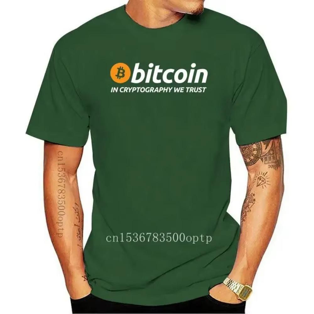 New Bitcoin In Cryptography We Trust T Shirt Summer 2021 Homme Interesting Creative T Shirts Trendy Crew Neck 2021 Novelty