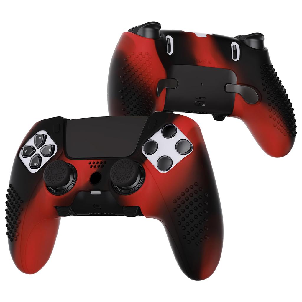 Custodia protettiva ergonomica in silicone PlayVital per PS5, morbida protezione in gomma per controller wireless PS5 Edge con impugnatura per il pollice, edizione con borchie 3D